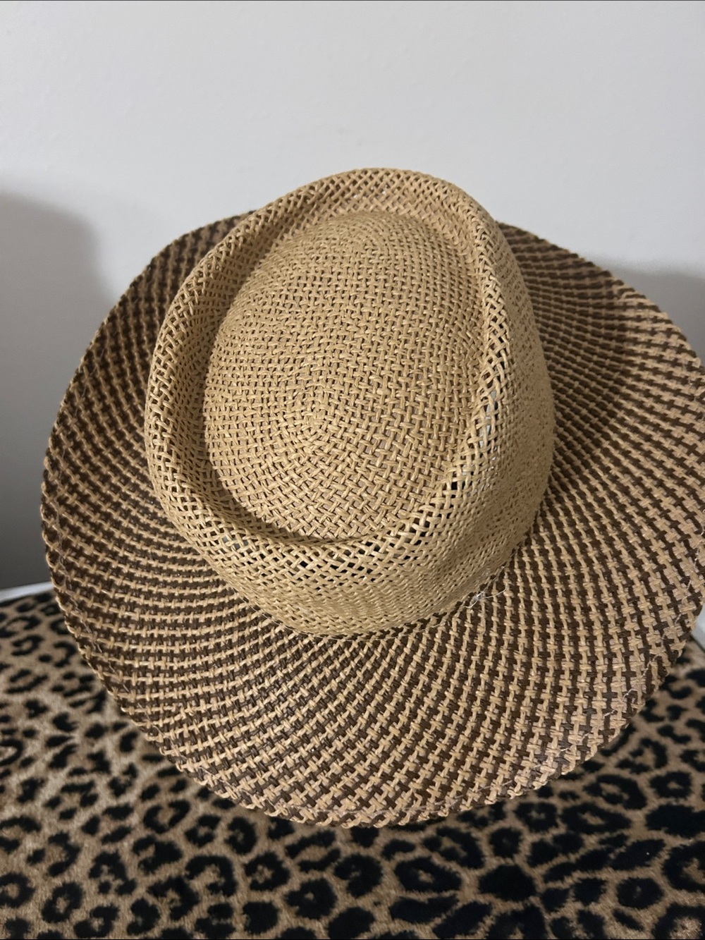Mens AHEAD Head gear Straw Hat.  Tan and Brown. OS